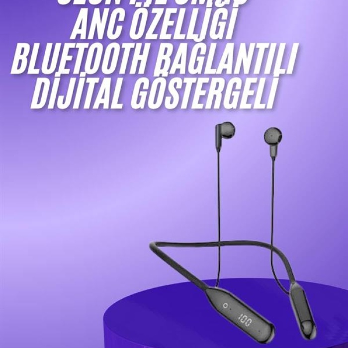 KESGİN MARKET ® 60 Saat Kablolu Boyun Askılı Dijital Göstergeli Bluetooth Kulaklığı