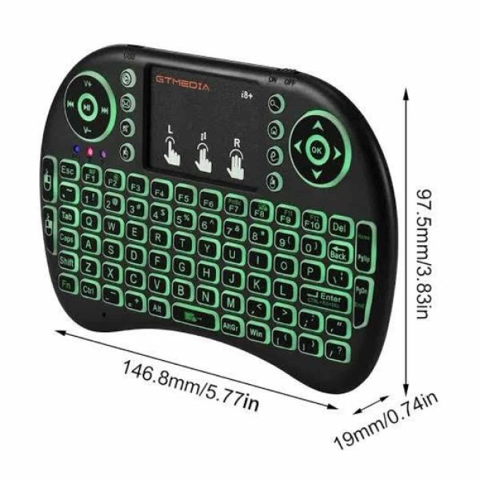 KESGİN MARKET ® Kablosuz Türkçe Q Klavye RGB Işıklı Televizyon Ps3 Dokunmatik Mouse