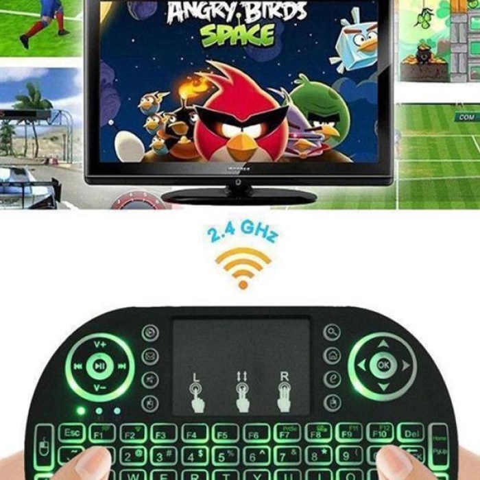 KESGİN MARKET ® Kablosuz Türkçe Q Klavye RGB Işıklı Televizyon Ps3 Dokunmatik Mouse