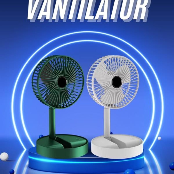 KESGİN MARKET ® 3 Kademe Hız Ayarlı Vantilatör Telefon Standlı Şarjlı Katlanabilir Soğutucu Pervane