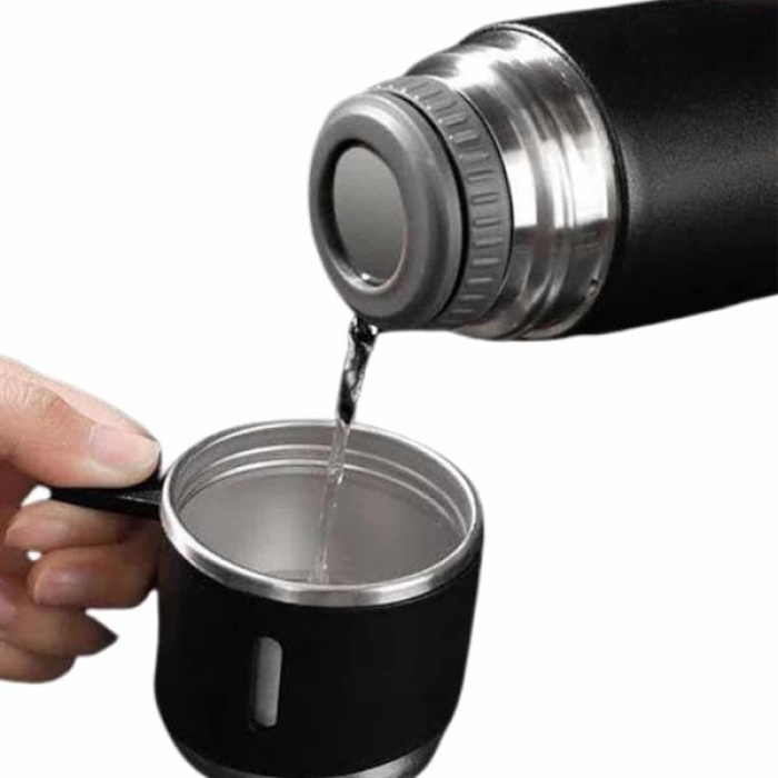 KESGİN MARKET ® Termos Seti 3lü Bardak Seti Isı Dayanıklı Siyah Paslanmaz Çelik Vakumlu