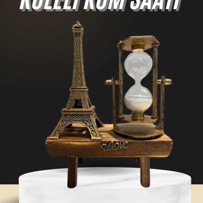 KESGİN MARKET ® Retro Eyfel Kulesi Ve Kum Saati Dekoratif Ahşap Görünümlü Masa Biblosu
