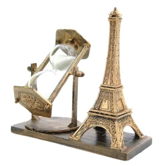 KESGİN MARKET ® Retro Eyfel Kulesi Ve Kum Saati Dekoratif Ahşap Görünümlü Masa Biblosu