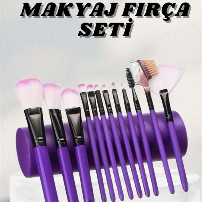 KESGİN MARKET ® Makyaj Fırçası 12 Parça Set Yumuşak Uçlu Göz Makyajına Uygun Hafif ve Taşınabilir Çanta