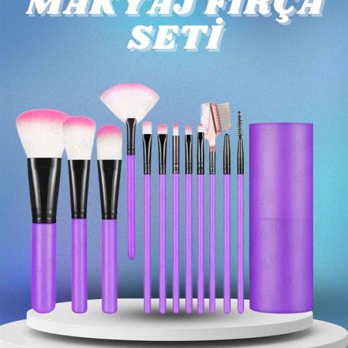 KESGİN MARKET ® 12 Parça Yumuşak Uçlu Makyaj Fırça Set-Göz ve Yüz Makyajı İçin Fırça Seti Profesyonel Makyaj Seti