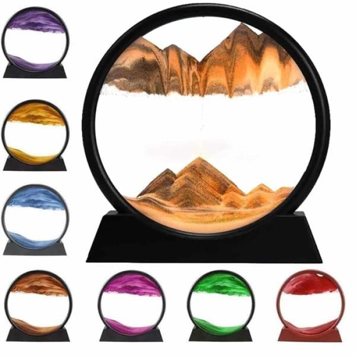 KESGİN MARKET ® 7 Inç Mavi Orta Boy Dekoratif Yuvarlak Şık Kum Tablosu Modern Dekoratif Süs