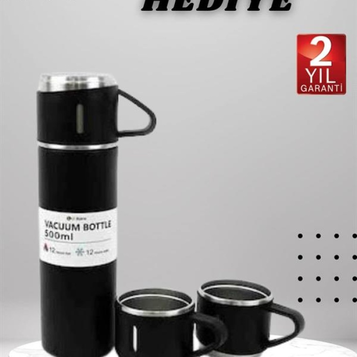 KESGİN MARKET ® 3 Bardaklı Termos Seti Anneler Gününe Özel Hediye Taşınabilir Sızdırmaz Isı Koruyucu