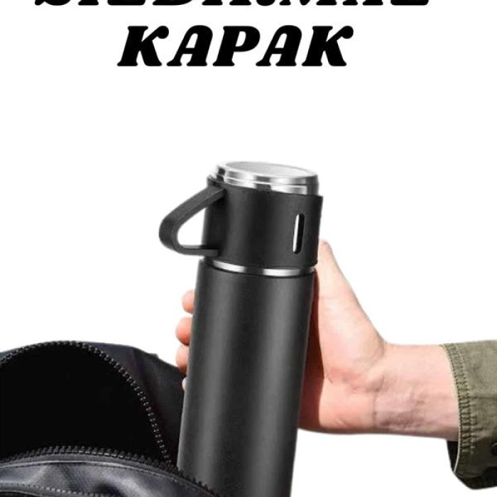 KESGİN MARKET ® 3 Bardaklı Termos Seti Anneler Gününe Özel Hediye Taşınabilir Sızdırmaz Isı Koruyucu