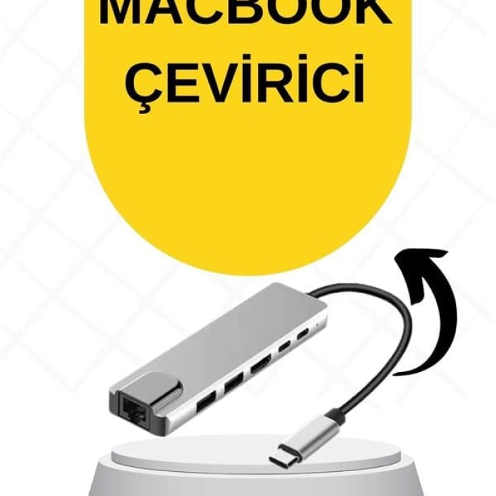 KESGİN MARKET ® Macbook Pro/air Uyumlu USB Type-C 8 In 1 Hub Dönüştürücü Çevirici Çoklayıcı USB Hdmı Micro Sd 8 Girişli