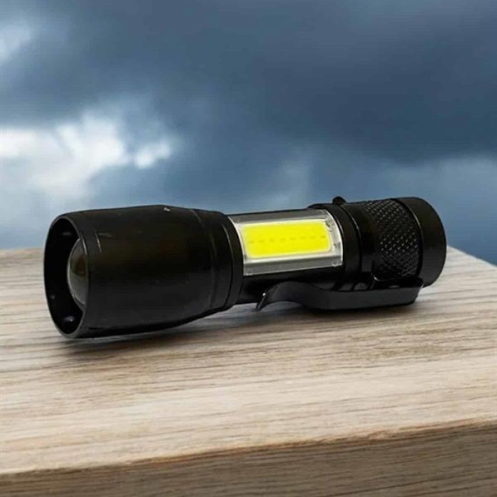 KESGİN MARKET ® Şarjlı Metal Zoomlu El Feneri Işıldak Led Işık Taşınabilir El Lambası