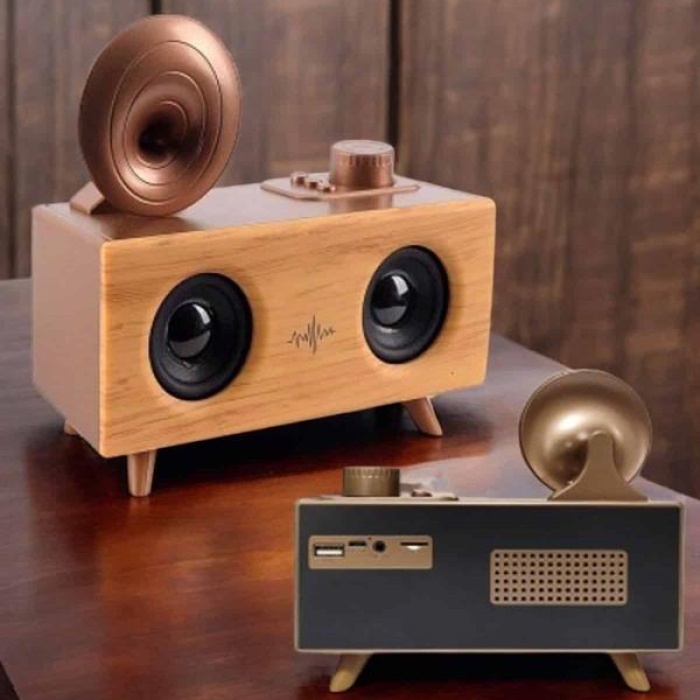 KESGİN MARKET ® Bluetooth Hoparlör Ahşap Klasik Retro Gramofon Bluetooth Müzik Kutusu