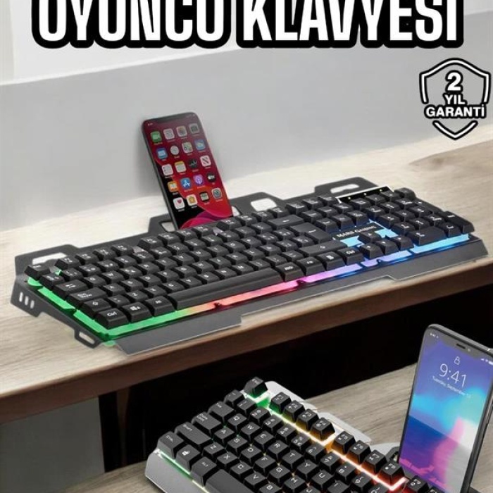 KESGİN MARKET ® Oyuncu Klavyesi Q Klavye RGB Işıklı Mouse Hediyeli