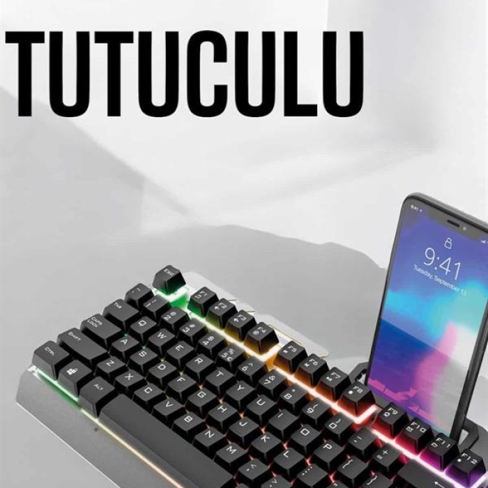 KESGİN MARKET ® Oyuncu Klavyesi Q Klavye RGB Işıklı Mouse Hediyeli