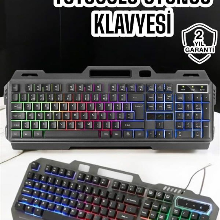 KESGİN MARKET ® Q Klavye RGB Işıklı Klavye Ve Mouse Seti Kablolu Mouse Hediyeliş