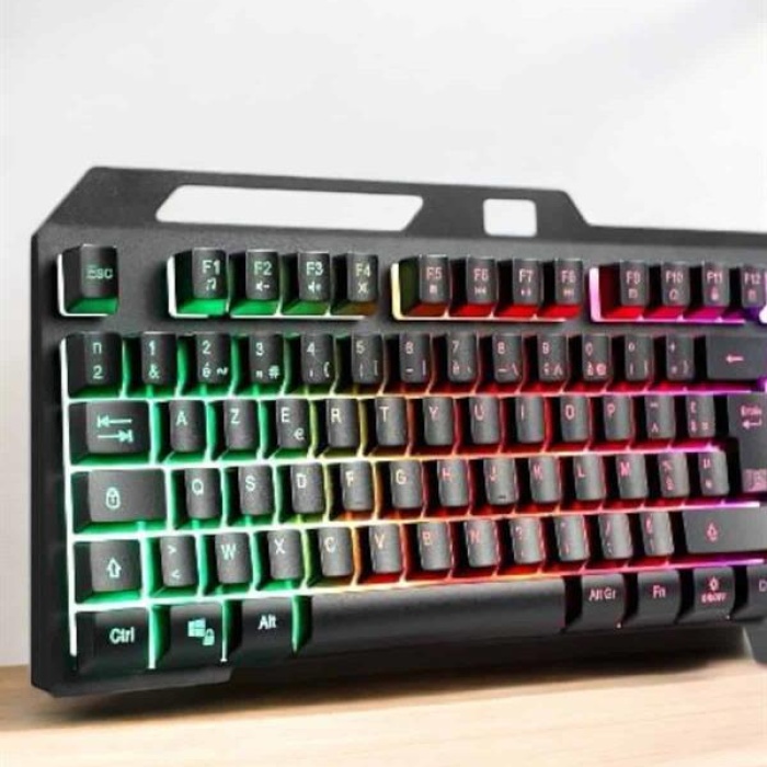 KESGİN MARKET ® Led Işıklı Oyuncu Klavye Usb Girişli RGB Işıklı Q Klavye Mouse Hediyeli