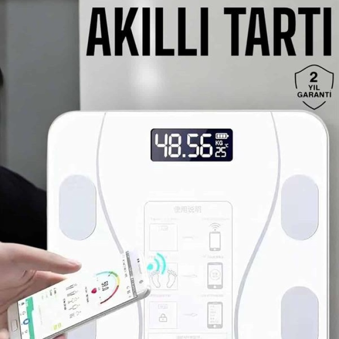 KESGİN MARKET ® Tartı Baskül Dijital Elektronik Tartı Vücut Analiz Wifi Akıllı Yağ Ölçer