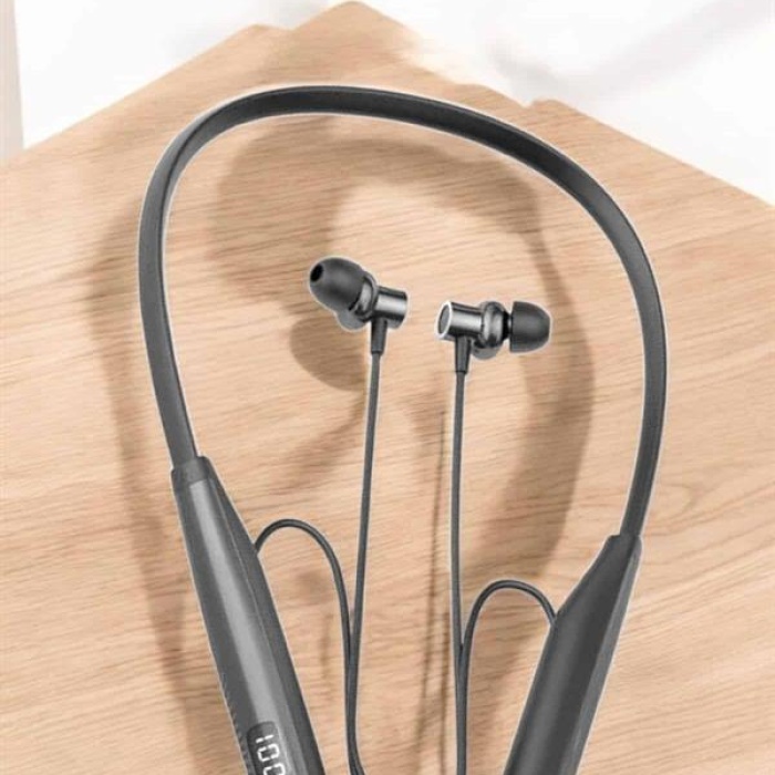 KESGİN MARKET ® Boyun Askılı Bluetooth Kulaklık Uzun Şarj Süreli Dijital Göstergeli Kablolu