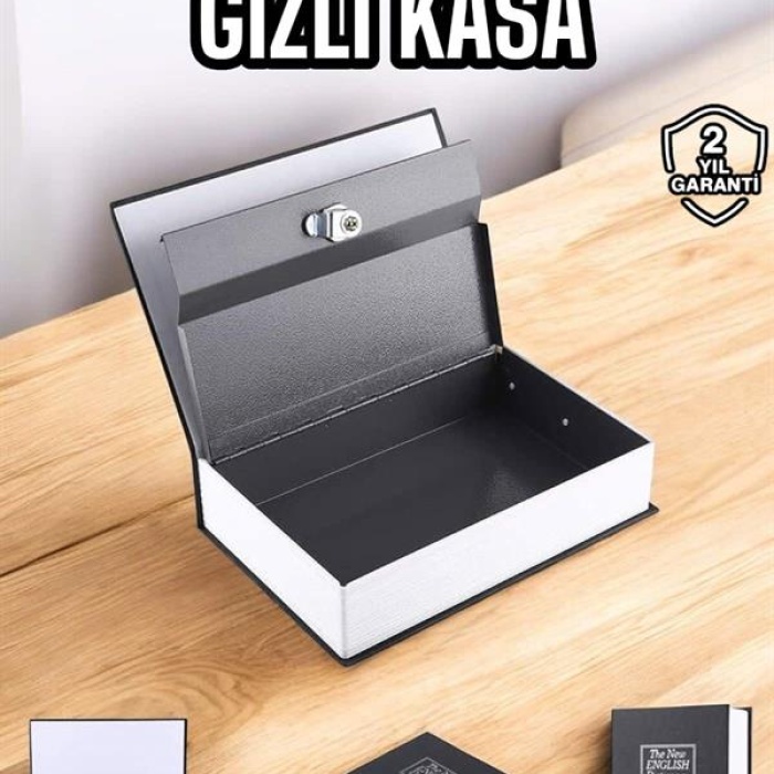 KESGİN MARKET ® Gizli Kasa İngilizce Sözlüğü Kitap Görünümlü Anahtarlı Gizli Mini Çelik Kasa Kilitli