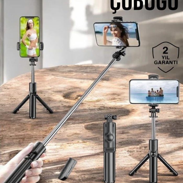 KESGİN MARKET ® Kumandalı Tripod Telefon Tutucu Selfie Çubuğu 360 Derece Dönebilen