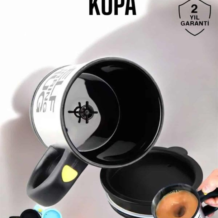 KESGİN MARKET ® Yazılı Kupa Kendi Kendini Karıştıran Mikser Kupa Termos Bardak