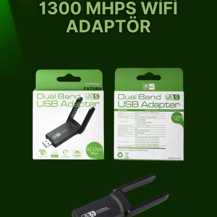 KESGİN MARKET ® USB 3.0 Wireless Adaptör – 2.4GHz & 5GHz Destekli