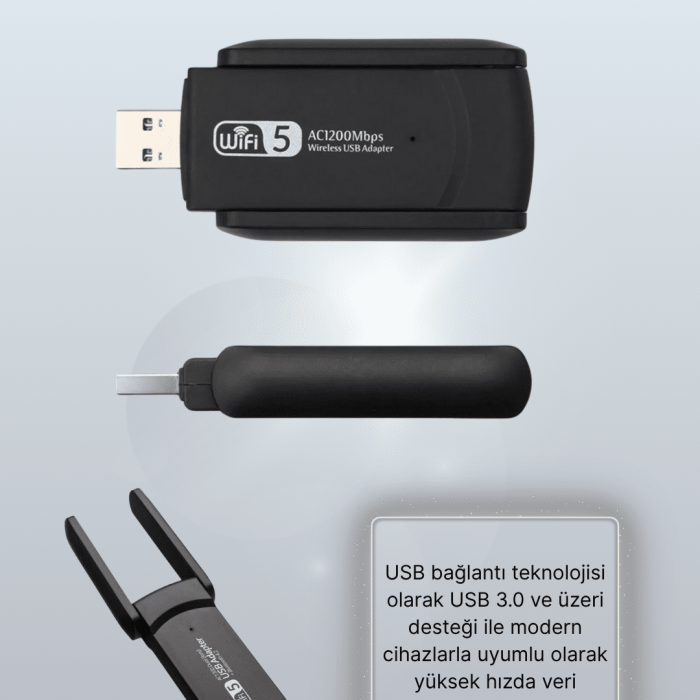KESGİN MARKET ® USB 3.0 Wireless Adaptör – 2.4GHz & 5GHz Destekli
