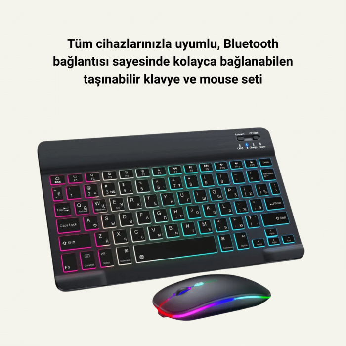 KESGİN MARKET ® Türkçe Q Klavye Düzenli RGB Kablosuz Klavye Mouse Set