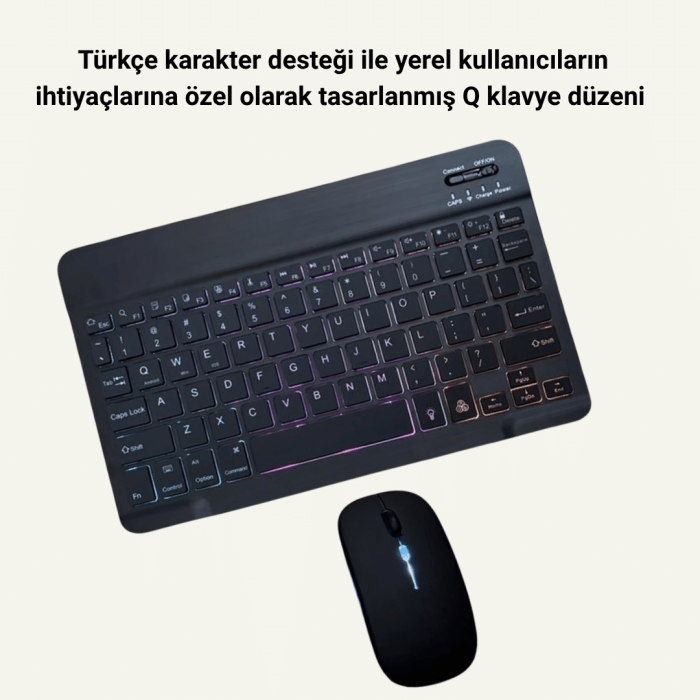 KESGİN MARKET ® Tüm Cihazlarla Uyumlu RGB Işıklı Kablosuz Klavye ve Mouse Seti