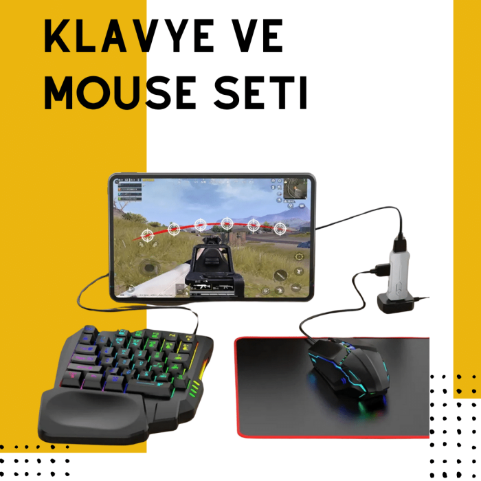 KESGİN MARKET ® Tak-Çalıştır Mobil Oyun Ekipmanları Seti – Klavye Mouse Dahil