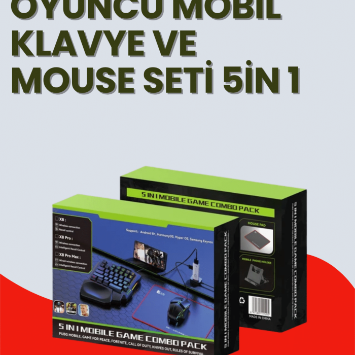 KESGİN MARKET ® 5in1 BT5.3 Mobil Oyun Kiti Klavye Mouse Dönüştürücü Seti