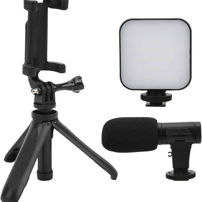 KESGİN MARKET ® Akıllı Telefon Vlog Kiti Tripod Mini Mikrofonlu Telefon Tutucu