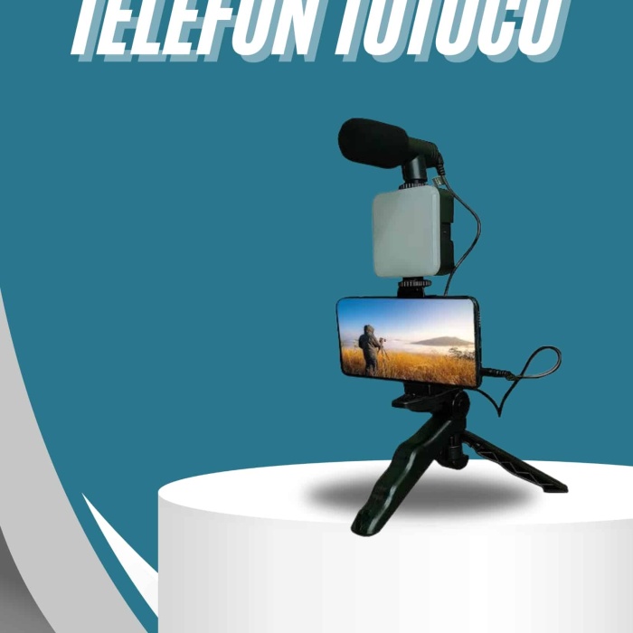 KESGİN MARKET ® Video Making Kit Telefon Tutucu Vlog Video Mini Led Işıklı