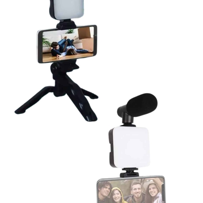 KESGİN MARKET ® Video Making Kit Telefon Tutucu Vlog Video Mini Led Işıklı