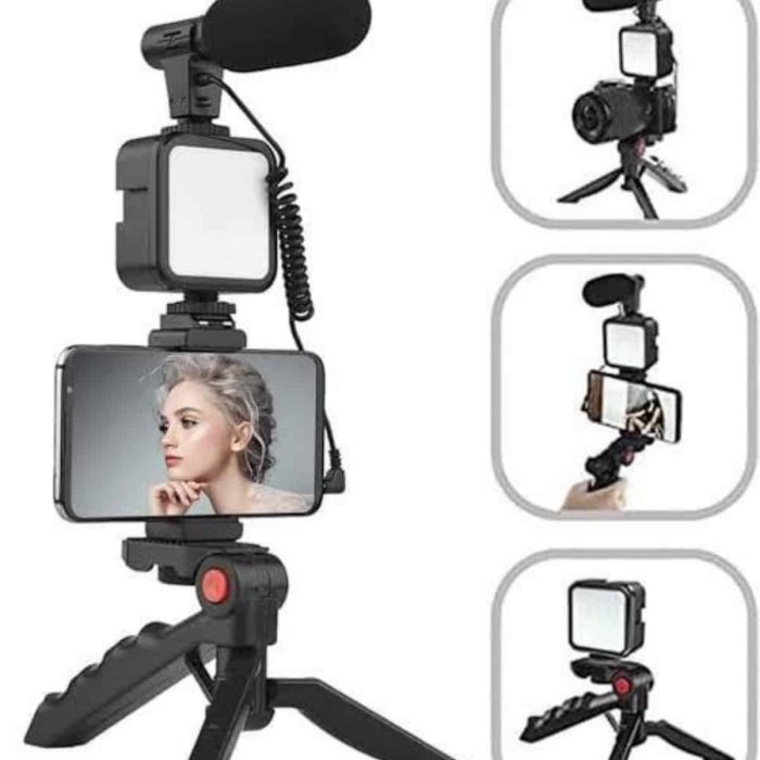 KESGİN MARKET ® Tripod Telefon Tutucu Kumandalı Mikrofon Led Işık Vlog Video Kayıt