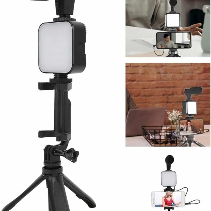 KESGİN MARKET ® Tripod Telefon Tutucu Kumandalı Mikrofon Led Işık Vlog Video Kayıt