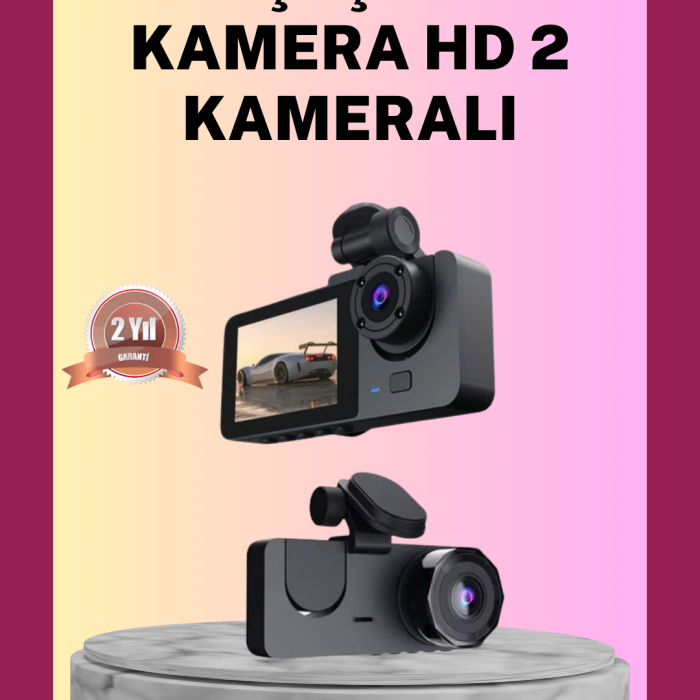 KESGİN MARKET ® Yol Kayıt Araç Kamerası HD DVR 3 Kameralı 2.0in Ekranlı Ön İç Arka