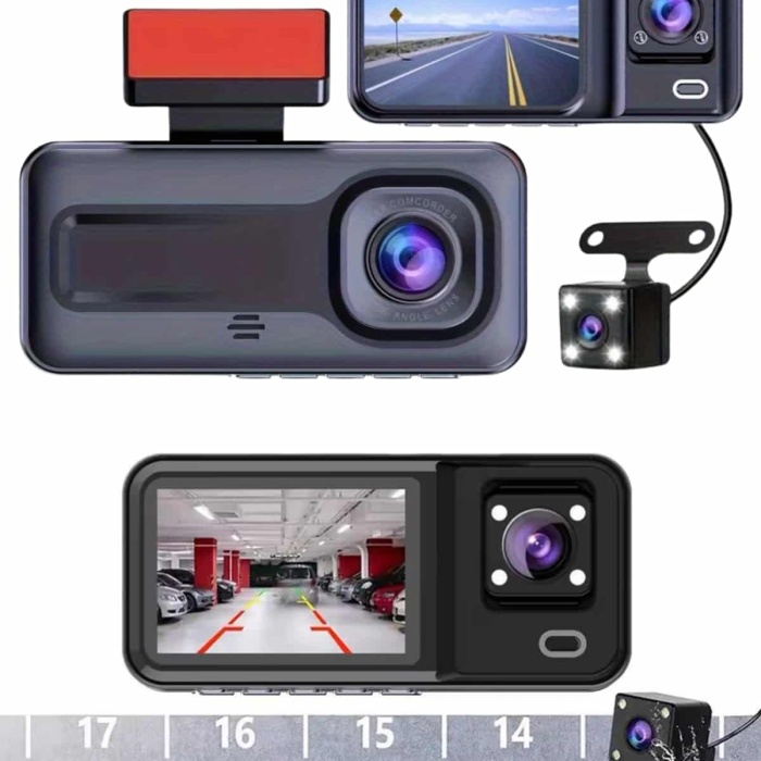 KESGİN MARKET ® 1080p Sürüş Kaydedici 2 İnç Araç Araba Ön İç Arka DVR IPS Ekran