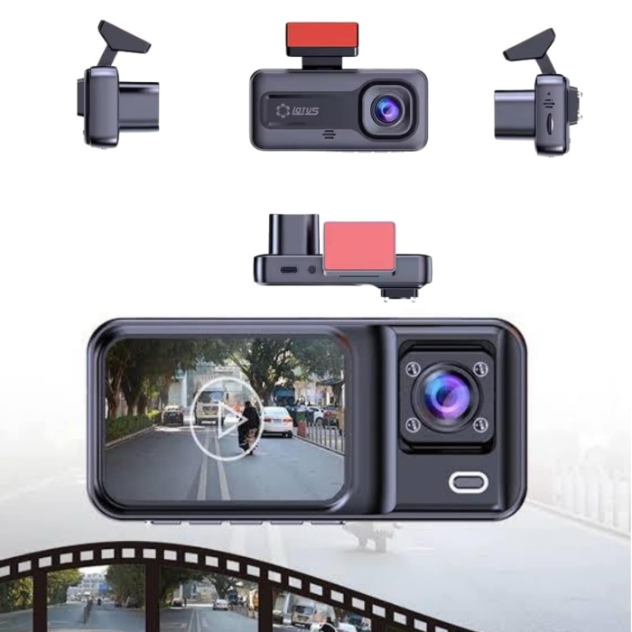 KESGİN MARKET ® 1080P 3 Lensli WİFİ Araç İçi Kameralı Ekran DVR Kaydedici Gece Görüşlü