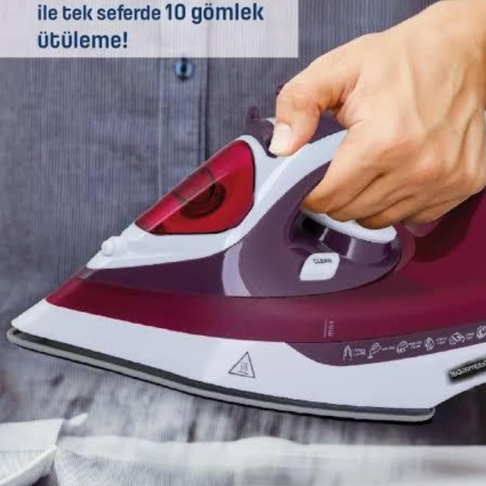 KESGİN MARKET ® Yeni Nesil Kırmızı Buharlı Ütü 2200 Watt Seramik Tabanlı Yüksek Buhar Gücü
