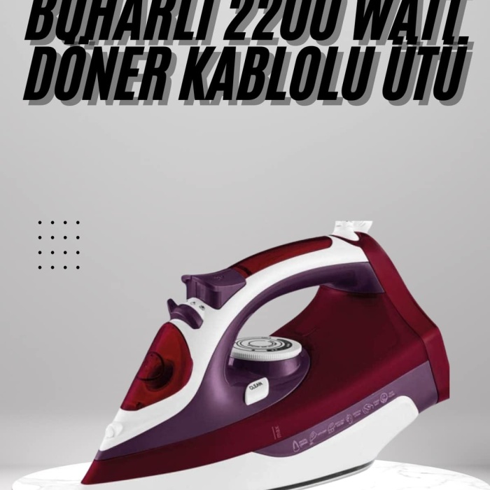 KESGİN MARKET ® Seramik Tabanlı Kırmızı 2200 Watt Şok Buharlı Ütü