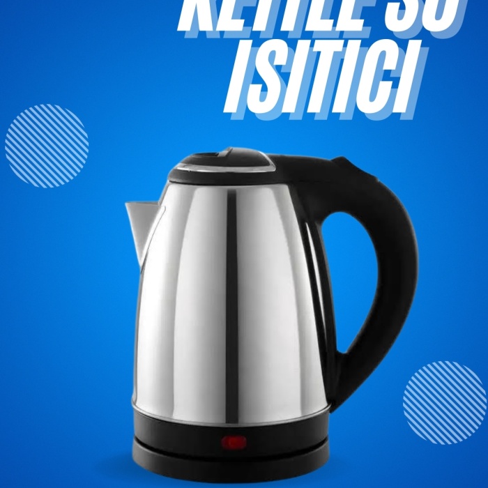 KESGİN MARKET ® Elektrikli Paslanmaz Çelik Su Isıtcı Çelik Kettle 1.8 Lt. Uzun Ömürlü