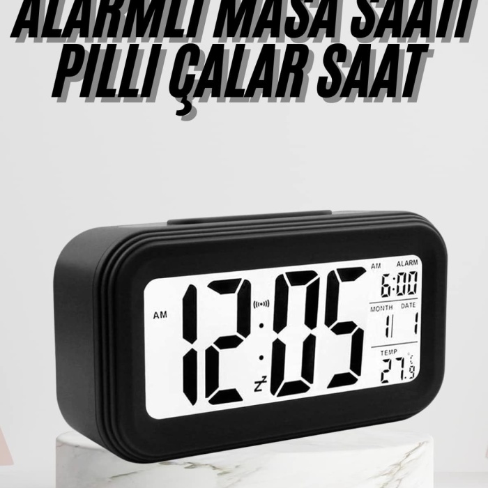 KESGİN MARKET ® Dijital Masa Saati Termometre Takvim Led Ekran Pilli Ev Ofis Masası