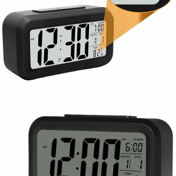 KESGİN MARKET ® Işıklı Dereceli Masa Ofis Saati Alarmlı Termometre Takvim Çalar Saat