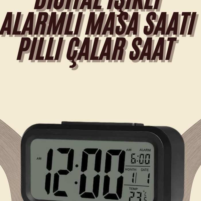 KESGİN MARKET ® Dijital Masa Saati Termometreli Takvim Çalar Saat Led Ekran Pilli