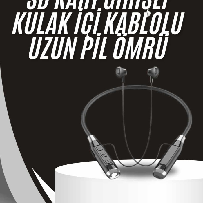 KESGİN MARKET ® Boyun Bantlı Kulak İçi Kablolu Yüksek Ses Kaliteli Bluetooth Kulaklık