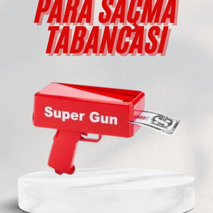 KESGİN MARKET ® Kırmızı Parti Oyuncağı Para Saçma Fırlatma Tabancası Makinesi Super Money