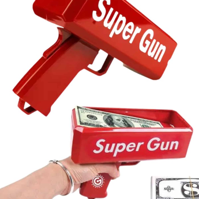 KESGİN MARKET ® Kırmızı Parti Oyuncağı Para Saçma Fırlatma Tabancası Makinesi Super Money