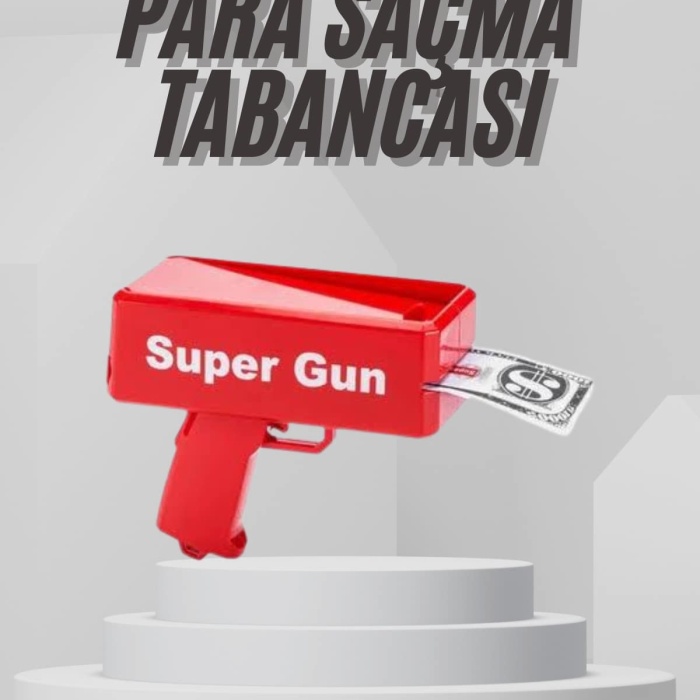 KESGİN MARKET ® Para Dolar Saçma Para Atma Tabancası Otomatik Kırmızı Oyuncak