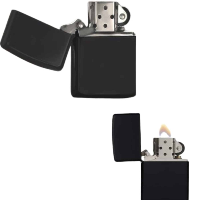 KESGİN MARKET ® Çakmak Parlak Siyah Zippo Benzinli Çakmak Cep Boy Doldurulabilir