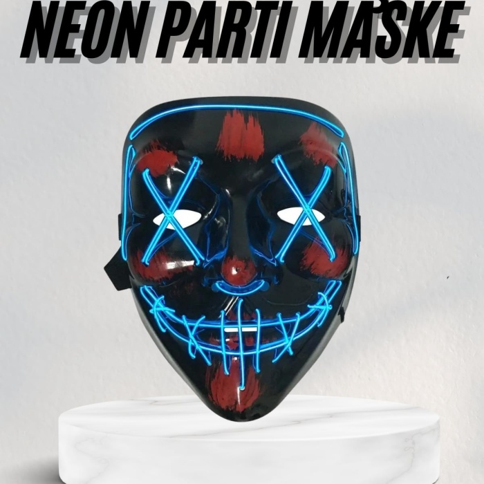 KESGİN MARKET ® Led Işıklı Neon Maske Cadılar Bayramı Maskesi Korkunç Korku Maskesi